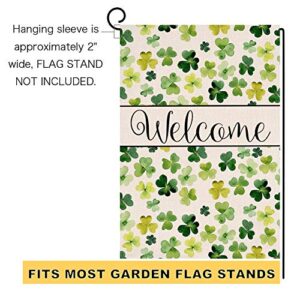 Welcome Spring St. Patrick's Day Small Garden Flag Vertical Double Sided Burlap Yard Outdoor Decor 12.5 x 18 Inches