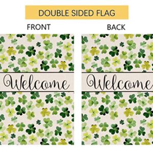 Welcome Spring St. Patrick's Day Small Garden Flag Vertical Double Sided Burlap Yard Outdoor Decor 12.5 x 18 Inches