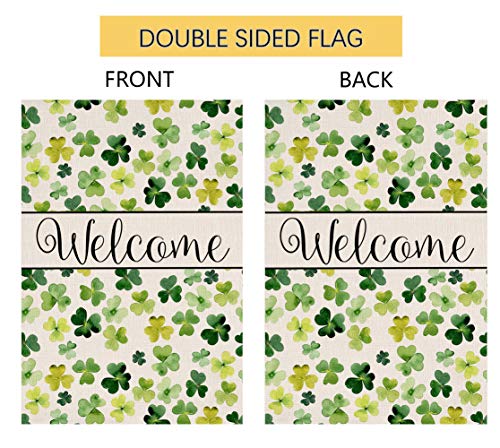 Welcome Spring St. Patrick's Day Small Garden Flag Vertical Double Sided Burlap Yard Outdoor Decor 12.5 x 18 Inches