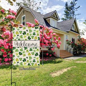 Welcome Spring St. Patrick's Day Small Garden Flag Vertical Double Sided Burlap Yard Outdoor Decor 12.5 x 18 Inches