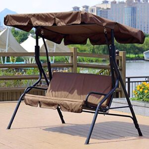 Swing Chair Cushion Cover, 3 Seat Outdoor Waterproof Swing Seat Cushion Cover Swing Chair Protection Cover for Patio Courtyard Garden 60 x 20 x 20in(Brown)