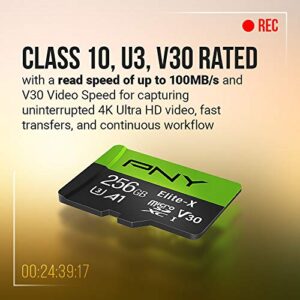 PNY 64GB Elite-X Class 10 U3 V30 microSDXC Flash Memory Card, 3 Count (Pack of 1) - 100MB/s, Class 10, U3, V30, A1, 4K UHD, Full HD, UHS-I, micro SD