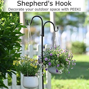 PEEKI Double Shepherds Hook, Adjustable Bird Feeder Pole for Outside with 5-Prong Base, Heavy Duty Garden Shepards Hooks for Outdoor Plant Hanger, Hummingbird Feeder Stand (47” Overall Height, 1-Pack)