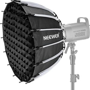 NEEWER 22inch/55cm Parabolic Softbox Quick Set up Quick Folding, with Diffusers/Honeycomb Grid/Bag, Compatible with Aputure 120d Light Dome Godox sl60w NEEWER RGB CB60 and Other Bowens Mount Lights