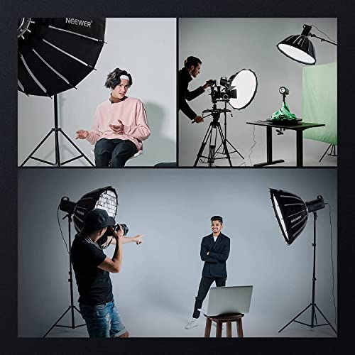 NEEWER 22inch/55cm Parabolic Softbox Quick Set up Quick Folding, with Diffusers/Honeycomb Grid/Bag, Compatible with Aputure 120d Light Dome Godox sl60w NEEWER RGB CB60 and Other Bowens Mount Lights