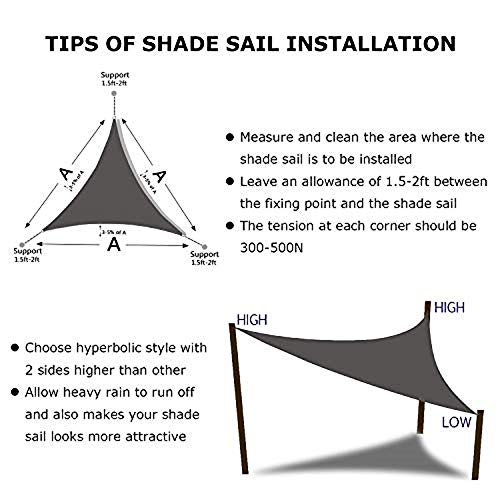 Shade&Beyond Triangle Sun Shade Sail for Patio Lawn Deck Garden Pergola (16'x16'x16', Dark Grey)