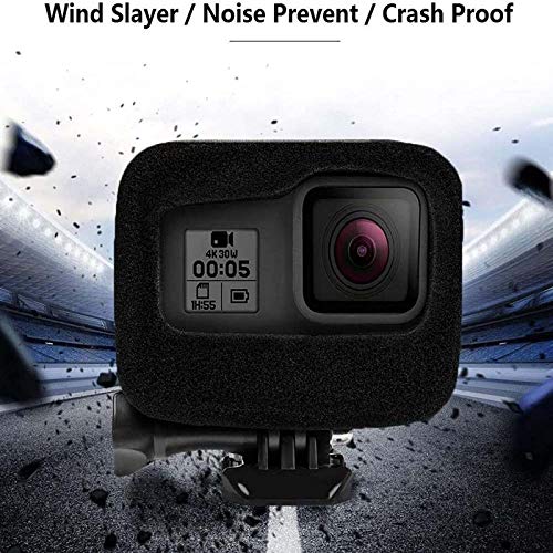 [2 Pack] Hero 11 10 9 Foam Windslayer Housing Case, Windscreen Windshield Windslayer Cover Housing Frame Case Compatible for Gopro Hero 9 10 11 Housing Frame Case Video Noise Reduction Accessory