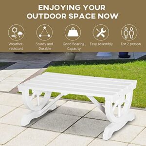 Outsunny 2-Person Garden Bench Outdoor Wagon Wheel Porch Bench for Backyard, Patio, Garden White