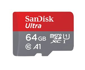 sandisk 64gb ultra microsdxc uhs-i memory card with adapter – up to 140mb/s, c10, u1, full hd, a1, microsd card – sdsquab-064g-gn6ma