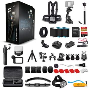 gopro hero11 black creator edition – includes volta (battery grip, tripod, remote), media mod, light mod, waterproof action camera + 64gb card, 50 piece accessory kit and 2 extra batteries