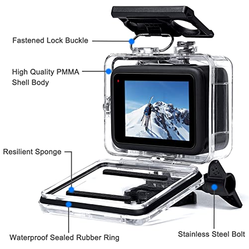 OKFUN Waterproof Housing Case for Go Pro Hero 11 Black/Hero 10 Black/Hero 9 Black,Protective Underwater Dive Case Shell for Go Pro Hero11/Hero10/Hero9 Action Camera,with Mount and Thumbscrew