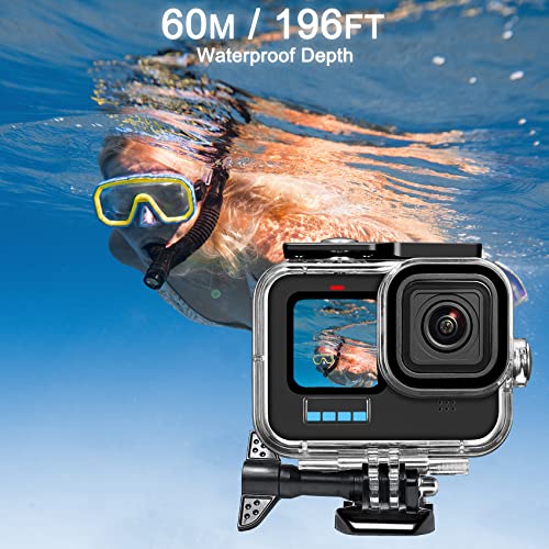 OKFUN Waterproof Housing Case for Go Pro Hero 11 Black/Hero 10 Black/Hero 9 Black,Protective Underwater Dive Case Shell for Go Pro Hero11/Hero10/Hero9 Action Camera,with Mount and Thumbscrew