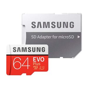 samsung microsd evo plus series 100mb/s (u3) micro sdxc memory card with adapter mb-mc64ga (64gb)