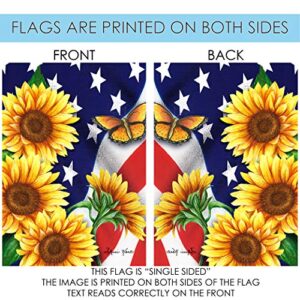 Toland Home Garden 1012204 American Sunflowers Patriotic Flag 28x40 Inch Double Sided for Outdoor Flower House Yard Decoration