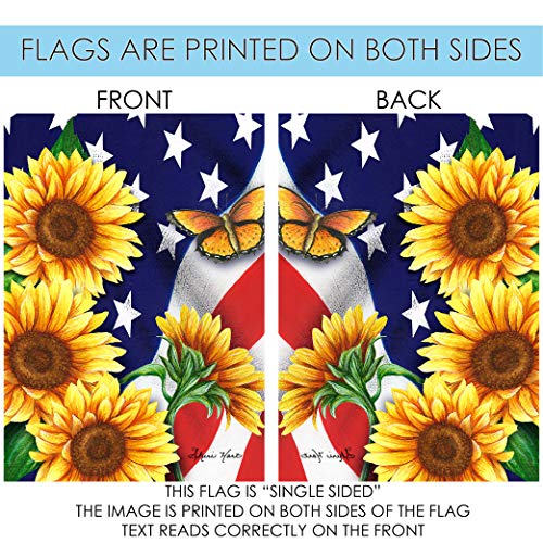 Toland Home Garden 1012204 American Sunflowers Patriotic Flag 28x40 Inch Double Sided for Outdoor Flower House Yard Decoration