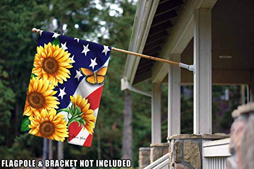 Toland Home Garden 1012204 American Sunflowers Patriotic Flag 28x40 Inch Double Sided for Outdoor Flower House Yard Decoration