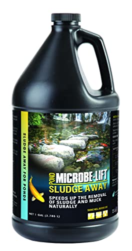 MICROBE-LIFT MLXSAG6 Sludge-Away Pond and Outdoor Water Garden Sludge and Muck Remover, Safe for Live Koi Fish, Plant Life, and Decor, 1 Gallon