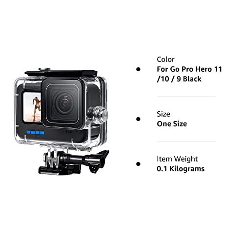 FitStill 60M Waterproof Case for Go Pro Hero 11 Black/Hero 10 Black/Hero 9 Black, Protective Underwater Dive Housing Shell with Bracket Accessories for Go Pro Hero11/10/9 Black Action Camera