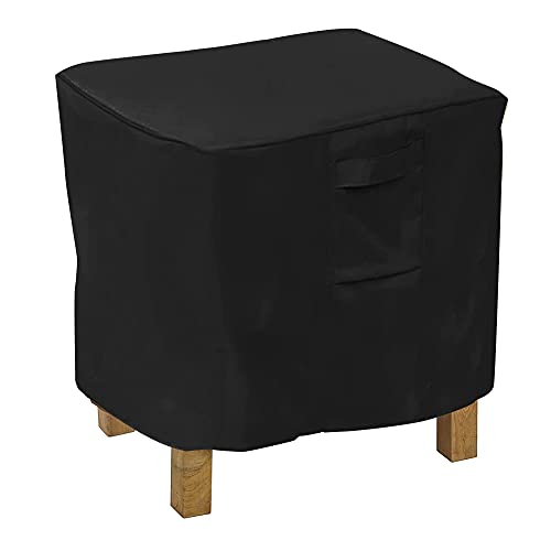 31 Inch Square Side Table Cover Waterproof Patio Ottoman Cover Heavy Duty Outdoor Patio Furniture Cover, Black