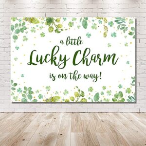 MEHOFOND 7x5ft A Little Lucky Charm Baby Shower Backdrop St. Patrick’s Day Party Decor Boy Girl Baby Shower Banner Green Shamrock Background Supplies Photo Booth Props