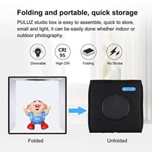 PULUZ Mini Photo Studio Light Box, Photo Shooting Tent kit, Portable Folding Photography Light Tent kit with CRI >95 96pcs LED Light + 6 Kinds Double- Sided Color Backgrounds for Small Size Products