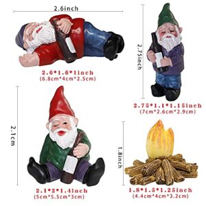 Funny Gnomes Garden Decorations Garden Gnomes Outdoor 4PCS Fairy Garden Miniatures Accessories Outdoor Garden Sculpture Statues Figurines Lawn Ornaments Garden Decor for Outside Yard Art Clearance