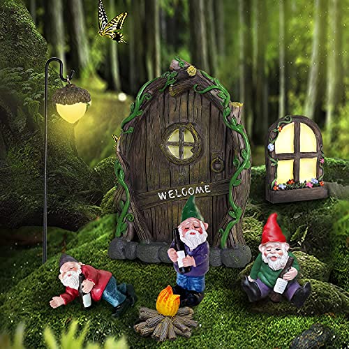 Funny Gnomes Garden Decorations Garden Gnomes Outdoor 4PCS Fairy Garden Miniatures Accessories Outdoor Garden Sculpture Statues Figurines Lawn Ornaments Garden Decor for Outside Yard Art Clearance