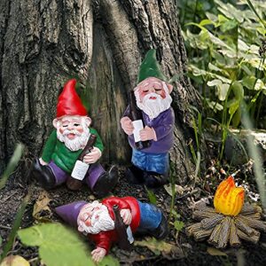 Funny Gnomes Garden Decorations Garden Gnomes Outdoor 4PCS Fairy Garden Miniatures Accessories Outdoor Garden Sculpture Statues Figurines Lawn Ornaments Garden Decor for Outside Yard Art Clearance