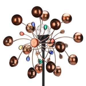 tiuauit wind spinner outdoor metal multi color seasonal led lighting solar powered glass ball with kinetic windmill dual direction for patio lawn garden