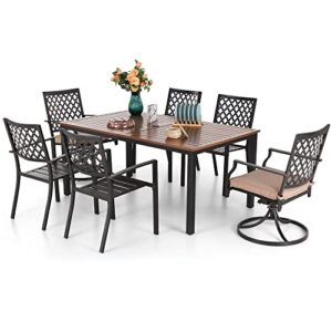 sophia & william outdoor dining set 7 pieces patio furniture set patio dining set for 6, 4 x patio dining chairs, 2 x swivel dining chairs with large metal dining table for patio lawn garden backyard
