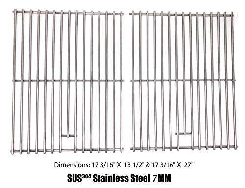 Replacement Stainless Cooking Grates For Select Better Homes and Gardens BG1755B, BH13-101-099-02, GBC940WIR, GBC956W1-C, GBC981W-C, GBC983W-C, 720-0697, Tera Gear 13013007TG Gas Models