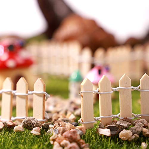 VORCOOL Small Wood Fence Miniature Fairy Garden Kit Micro-Landscape Accessories Dollhouse Decor Bonsai Terrarium Ornament（100cm x 3cm）