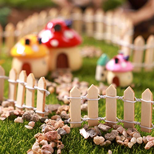 VORCOOL Small Wood Fence Miniature Fairy Garden Kit Micro-Landscape Accessories Dollhouse Decor Bonsai Terrarium Ornament（100cm x 3cm）