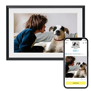 aura carver wifi digital picture frame | the best digital frame for gifting | send photos from your phone | quick, easy setup in aura app | free unlimited storage | gravel with white mat