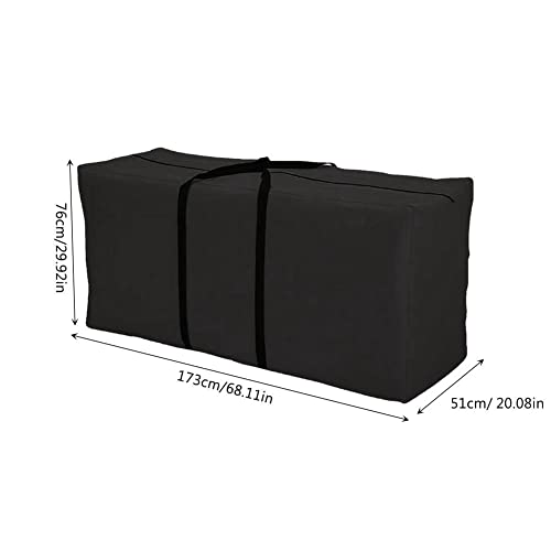 PATERIC Patio Cushion Storage Bag 68 Inch Extra Large Waterproof Outdoor Pillow Storage Cover for Garden Furniture Cushions Protection Water Resistant, Black