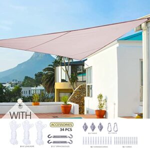 mordenape sun shade sail with hardware kit, uv block shade sail sets, outdoor sun shade canopy for patio backyard garden with accessories(16.5′ x 16.5′ x 16.5′, beige | triangle)