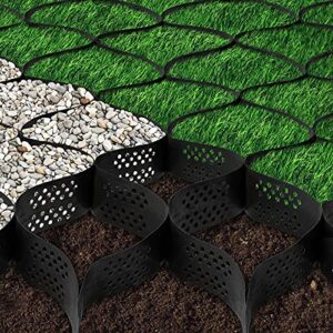 suninlife geo grid ground grid 4″ thick geo cell grid 9 x 17 ft ground stabilization grid 1885 lbs per sq strength gravel ground grid for slope driveways and garden