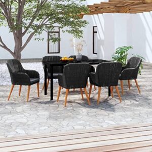 zqqlvoo garden chairs,armchair garden chairs,outdoor patio furniture 7 piece patio dining set with cushions black for lawn garden backyard poolside porch