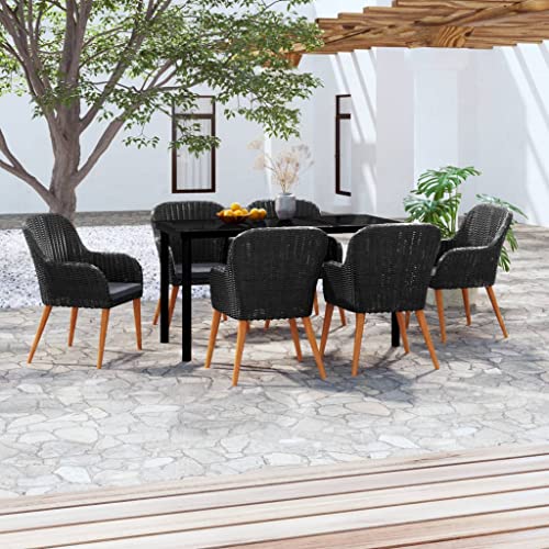 ZQQLVOO Garden Chairs,Armchair Garden Chairs,Outdoor Patio Furniture 7 Piece Patio Dining Set with Cushions Black for Lawn Garden Backyard Poolside Porch