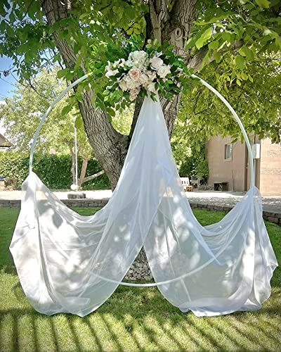 Fogein 6.6ft Round Backdrop Stand, Stable Circle Balloon Arch Frame, Metal Circle Arch Stand for Wedding Birthday Party Baby Shower Decoration(White)