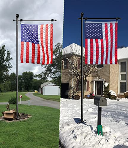 Koutemie 10FT Garden Flag Pole Stand with 5 Prong Base for 3x5 American flags, Adjustable Heavy Duty Outdoor Flagpole Holder Kit for Yard Decoration, 1 Pack