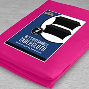 Utopia Kitchen Spandex Tablecloth 2 Pack [6FT, Fuchsia] Tight, Fitted, Washable and Wrinkle Resistant Stretch Rectangular Patio Table Cover for Event, Wedding, Banquet & Parties [72Lx30Wx30H Inch]