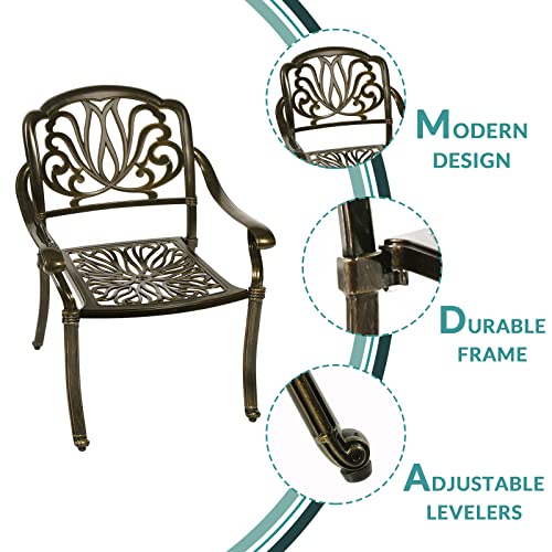 MEETWARM 9-Piece Outdoor Patio Dining Set, 8 Outdoor Dining Chairs and 1 Oval Table with 2" Umbrella Hole, All Weather Cast Aluminum Patio Funiture Set for Backyard, Patio, Garden