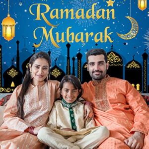 PTFNY Ramadan Mubarak Backdrop Banner 71 x 43 Inch Large Size Muslim Eid Mubarak Backdrop Background Party Decorations Supplies Muslim Ramadan Photo Booth Props