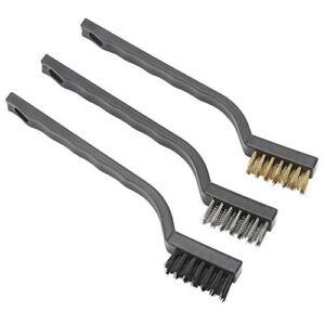 Fdit 3pcs Mini Wire Brush Curved Handle Masonry Brush Wire Bristle for Cleaning Tree Trunk Burr Bonsai Brush Garden Cleaning Tool