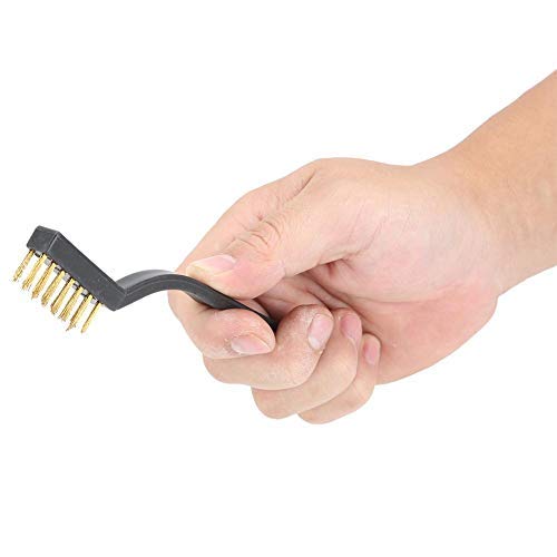 Fdit 3pcs Mini Wire Brush Curved Handle Masonry Brush Wire Bristle for Cleaning Tree Trunk Burr Bonsai Brush Garden Cleaning Tool