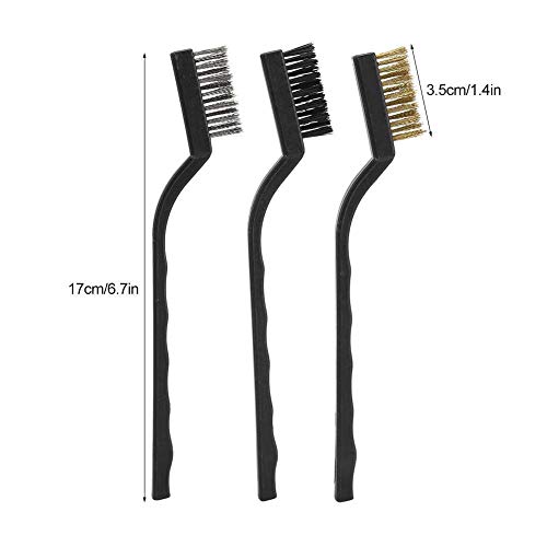 Fdit 3pcs Mini Wire Brush Curved Handle Masonry Brush Wire Bristle for Cleaning Tree Trunk Burr Bonsai Brush Garden Cleaning Tool