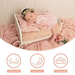 KHC-KHF 3pcs Lace Newborn Photography Prop Baby Girl Tutu Skirt Cute Bow Headdress And Pearl Lace Rompers Infant Princess Costume