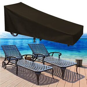 Waterproof Patio Lounge Chair Cover 2 Pack Heavy Duty Outdoor Chaise Lounge Covers Patio Garden Furniture Chair Cover Wind-resistant with Click-Close Straps (82"L x 30"W x 31"H, Black)