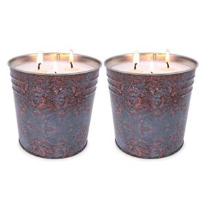 2 packs 17 oz citronella candles outdoor, large 3-wick bucket candle for yard patio garden deck